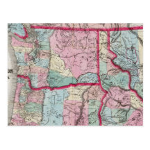 Bancroft's Map Of Oregon, Washington, Idaho Post Card