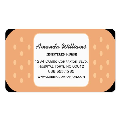 Band-aid Nurse or Caregiver Business Card (front side)