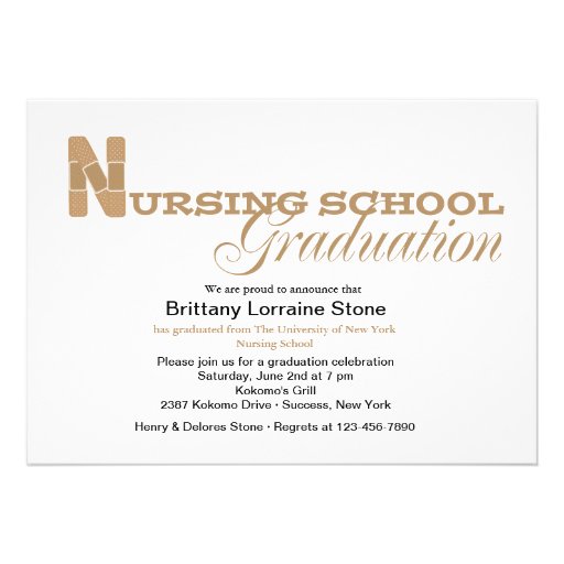 Band-aid Nursing School Graduation Invitation (front side)