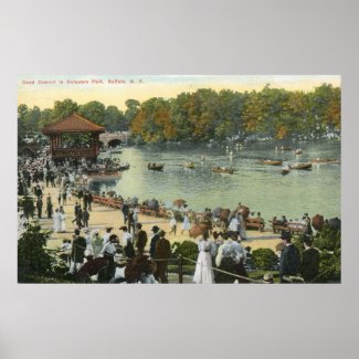 Band Concert, Delaware Park, Buffalo 1911 Vintage print