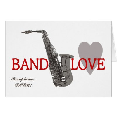 Band/Love/Saxophones Rock Greeting Cards by hamitup