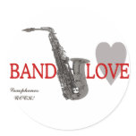 Band/Love/Saxophones Rock Round Sticker