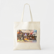 band on stage colored pencil music themed design tote bags