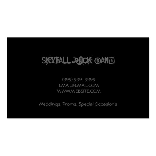 Band, Rock, Singers Performance Entertainment Business Card Templates (back side)