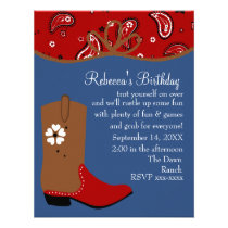 Bandana and Lasso Cowgirl Birthday invitations