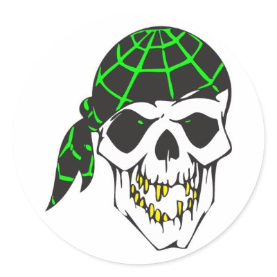 bandana evil skull stickers by halloweenie