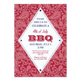 Bandana Pattern 4th of July BBQ Invitation