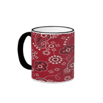 Bandana Red Full Wrap Ringer Mug by Westernpalamino Bandana Red Full Wrap Ringer Mug