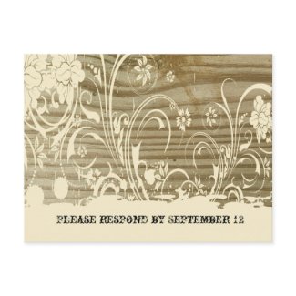 Banded Wood RSVP, cream zazzle_postcard
