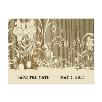 Banded Wood Save the Date, cream zazzle_postcard