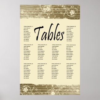 Banded Wood Seating Chart, Gold Sand Tone zazzle_print