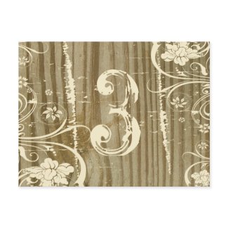 Banded Wood Table Number, cream zazzle_postcard
