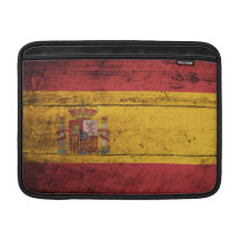 Bandera de madera vieja de España Fundas MacBook