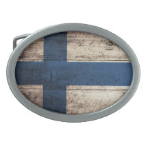 Bandera de madera vieja de Finlandia Hebilla Cinturón Oval