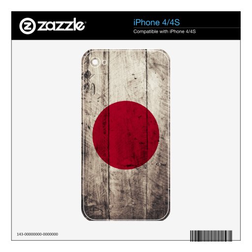 Bandera de madera vieja de Japón Calcomanías Para El iPhone 4
