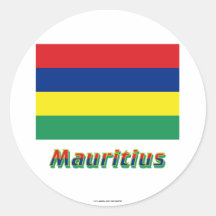 Bandera de Mauricio con nombre Pegatinas