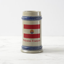 Bandera de Polinesia francesa con nombre en francé Tazas De Café