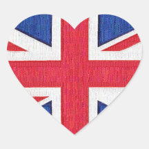 Bandera del amor de Reino Unido I el Reino Unido Pegatinas Corazon Personalizadas
