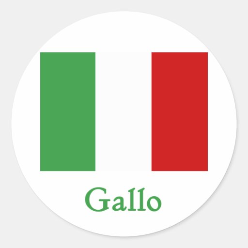 Bandera del italiano de Gallo Etiqueta Redonda