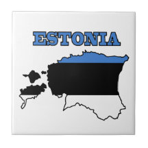 Bandera en el mapa de Estonia Tejas Ceramicas