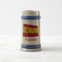 Bandera que agita de España con nombre en español Tazas