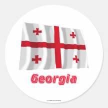 Bandera que agita de Georgia con nombre Pegatina