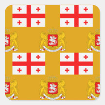 Bandera y escudo de Georgia Calcomanía Cuadradas Personalizadas