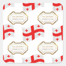 Bandera y lema de Georgia Calcomanías Cuadradass Personalizadas