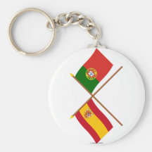 Banderas cruzadas de España y de Portugal Llavero