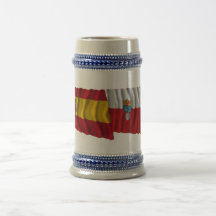Banderas que agitan de España y de Cantabria Taza De Café