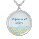 Bands of hearts blue couple names forever love necklace