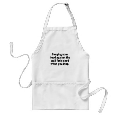 Banging your head against a brick wall apron by egogenius