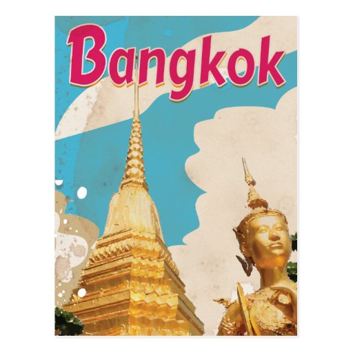 Bangkok Vintage Travel Poster Postcard 