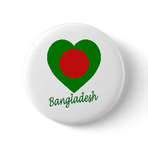 Bangladesh Flag Heart Pinback Buttons