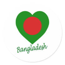 Bangladesh Flag Heart Stickers