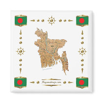 Bangladesh Map + Flags Magnet