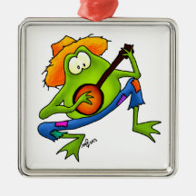 Banjo Bluegrass Frog Christmas Tree Ornaments