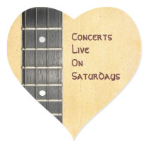 Banjo Fretboard Name Gift Tag Heart Bookplate