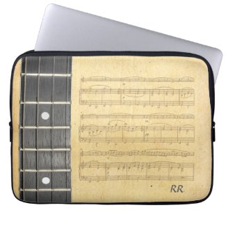 Banjo Fretboard Sheet Music Neoprene Sleeve 14" Laptop Computer Sleeve