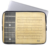 Banjo Fretboard Sheet Music Neoprene Sleeve 14" Laptop  Computer Sleeve at Zazzle