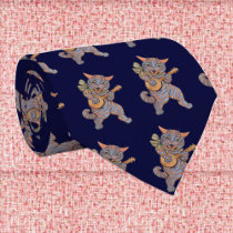 Banjo Playing Cat Neckties