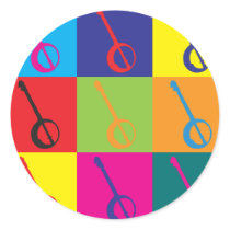 Banjo Pop Art Round Stickers