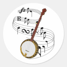 Banjo Round Stickers