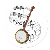 Banjo Round Stickers