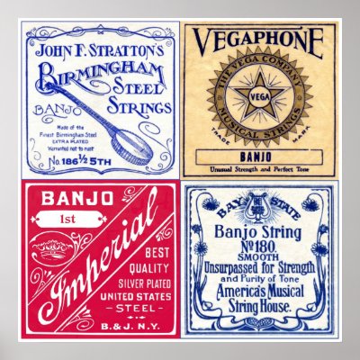 Banjo Strings Poster by retrobanjo