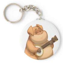 Banjo-Strummin' Pig Keychain