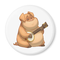 Banjo-Strummin' Pig Magnet by stlewis75 Banjo-Strummin' Pig Magnet