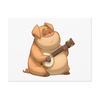 Banjo-Strummin' Pig Postcard postcard