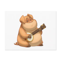 Banjo-Strummin' Pig Postcard