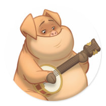Banjo-Strummin' Pig Stickers